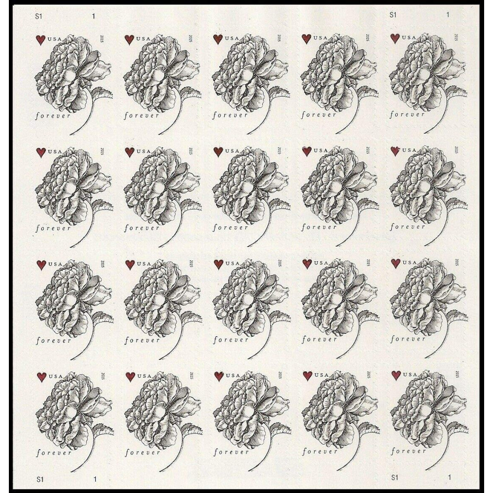 2015 Vintage Rose Pane Wedding Forever Postage Stamps